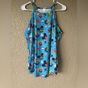 Disney Blue Tank Top with Cartoon Print
